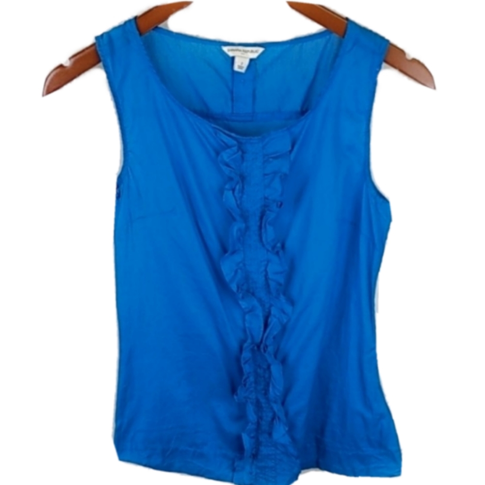 Banana Republic Ruffle Blue Sleeveless Top Size 2